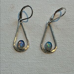 Elegant Silver Drop Earrings with Opal